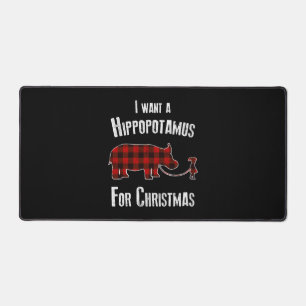 I Wants A Hippopotamus For Christmas Red Plaid Desk Mat
