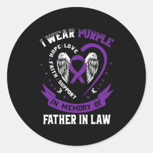 I Ware Purple In Memory Of Father In Law Pancreati Classic Round Sticker