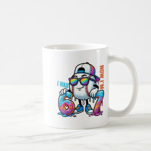 I was 6 i'm 7 birthday baseball boys kids 67 meme coffee mug