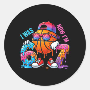 I was 6 Im 7 Birthday Basketball Boys Kids 67 Meme Classic Round Sticker