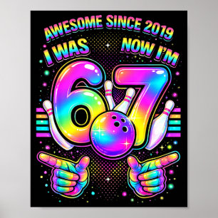 I was 6 i'm 7 bowling birthday party 7th birthday poster