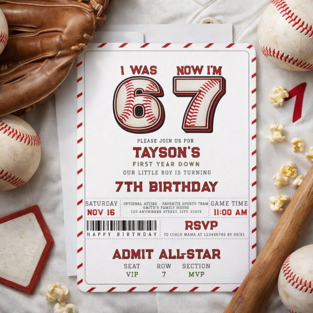 I Was 6, Now I’m 7 – Baseball 7th Birthday Invitation (I Was 6, Now I’m 7 – Baseball 7th Birthday Invitation
)