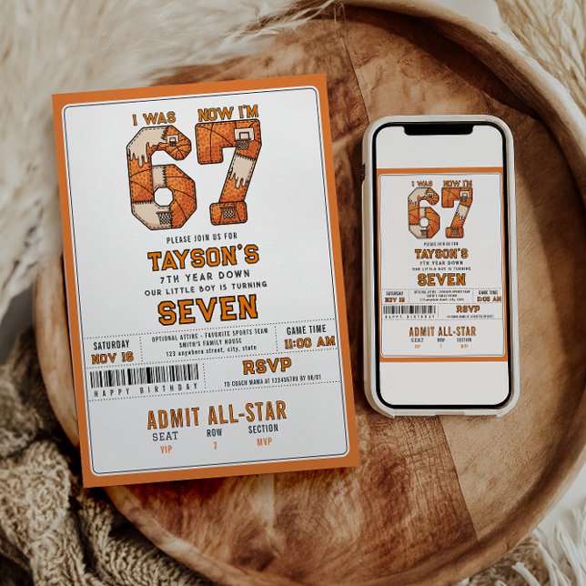 I Was 6, Now I’m 7 – Basketball 7th Birthday Invitation (I Was 6, Now I’m 7 – Basketball 7th Birthday Invitation
)