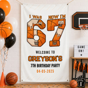 I Was 6 Now I’m 7 Basketball – 7th Birthday Party Banner