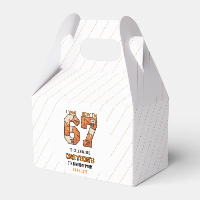 I Was 6 Now I’m 7 Basketball – 7th Birthday Party Favour Box (Front Side)