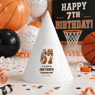 I Was 6 Now I’m 7 Basketball – 7th Birthday Party Hat