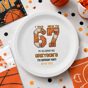 I Was 6 Now I’m 7 Basketball – 7th Birthday Party Paper Plate