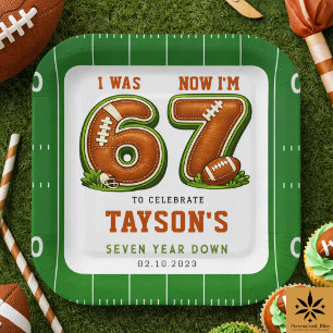 I Was 6, Now I’m 7 – Football America 7th Birthday Paper Plate