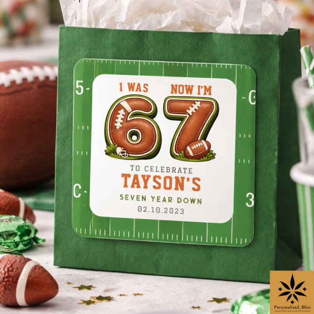 I Was 6, Now I’m 7 – Football America 7th Birthday Square Sticker (I Was 6, Now I’m 7 – Football America 7th Birthday sticker)