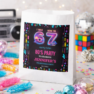 I Was 6 Now I’m 7 Retro Neon 7th Birthday for Kids Favour Bag