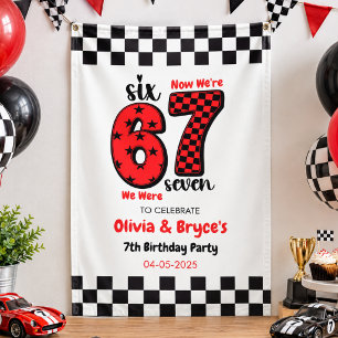 I Was 6, Now I’m 7 – Twin 7th Birthday for Kids Banner