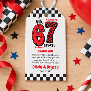 I Was 6, Now I’m 7 – Twin 7th Birthday for Kids Gift Tags