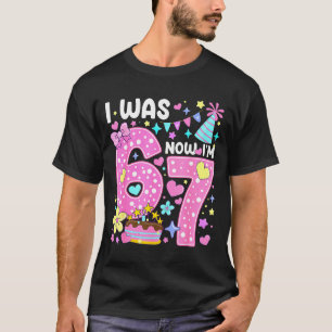 I Was 6 Now I'm 7 7th Birthday Girl Nk Coquette Bo T-Shirt