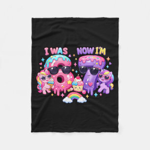 I was 6 Now Im 7 Birthday 67 Meme Rainbow Ponies Fleece Blanket