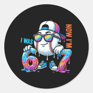 I was 6 Now Im 7 Birthday Baseball Boys Kids 67 Classic Round Sticker