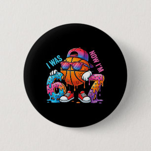 I was 6 Now Im 7 Birthday Basketball Boys Kids 67 Cm Round Badge