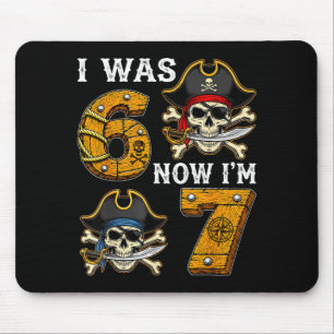 I was 6 now im 7 birthday pirate boy mouse pad