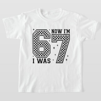 I Was 6 Now I'm 7 Checkerboard Number Birthday T-Shirt