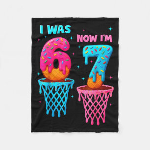 I Was 6 Now I'm 7 Funny 67 Meme Ice Cream Drip Bas Fleece Blanket