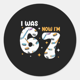 I Was 6 Now I'm 7 Hockey Birthday Classic Round Sticker