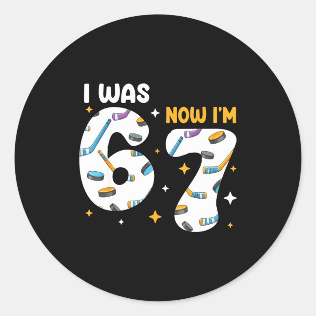 I Was 6 Now Im 7 Hockey Birthday  Classic Round Sticker (Front)