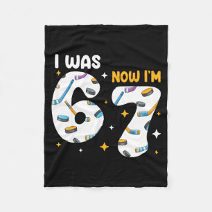 I Was 6 Now Im 7 Hockey Birthday Fleece Blanket