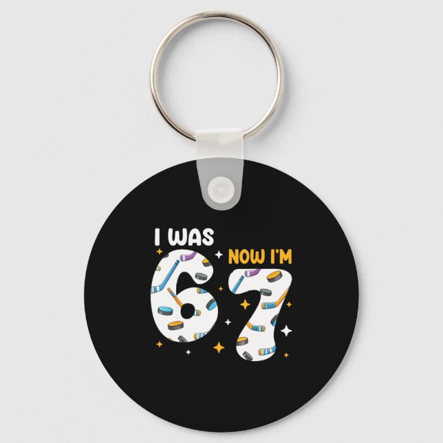 I Was 6 Now Im 7 Hockey Birthday  Key Ring (Front)