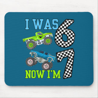 I was 6 now i'm 7 kids boys monster trucks birthda mouse pad