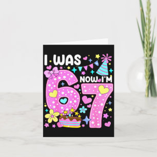 I Was 6 Now Im 7 Nk Lka Dot Seven Birthday Girl P  Card