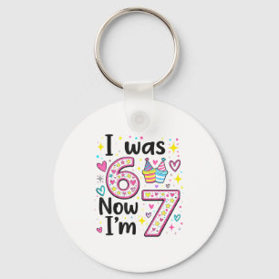 I was 6 now i'm 7 retro kids 7th birthday key ring