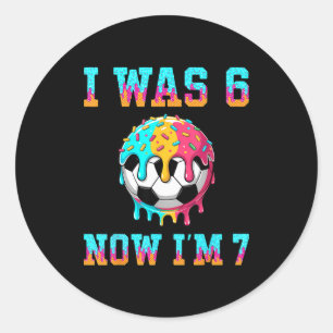 I Was 6 Now Im 7 Soccer Boys 7th Birthday Theme Gi Classic Round Sticker