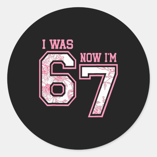 I Was 6 Now I'm 7 Year Old Birthday Girls Coquette Classic Round Sticker (Front)