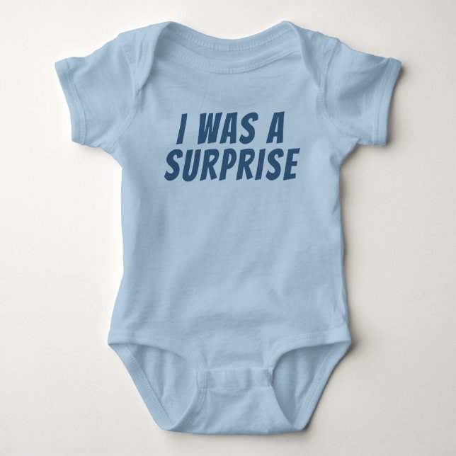 I Was a Surprise twins humour Baby Bodysuit (Front)