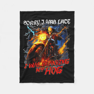 I was cranking my hog funny skeleton biker fleece blanket