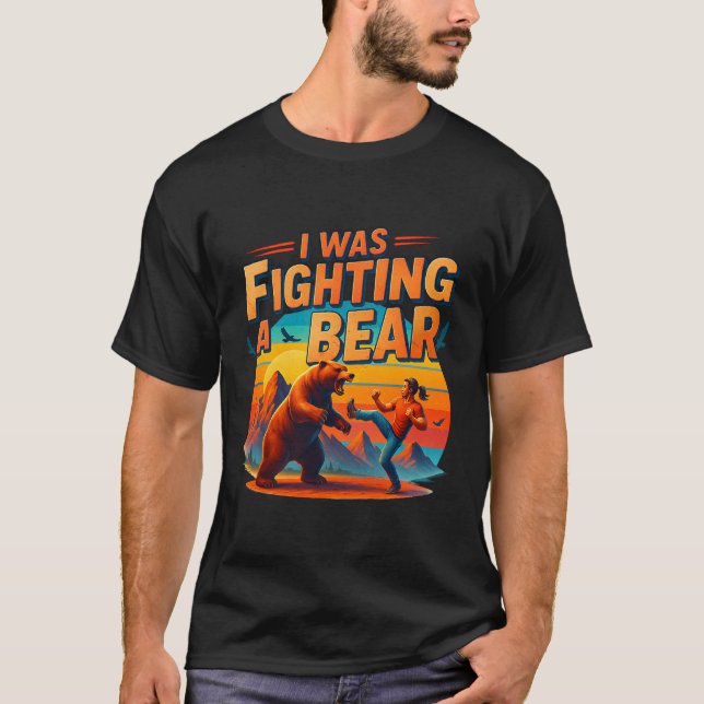 I Was Fighting A Bear After Surgery Recovery Leg B T-Shirt (Front)