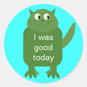 I Was Good Today Cute Green Cartoon Cat Stickers