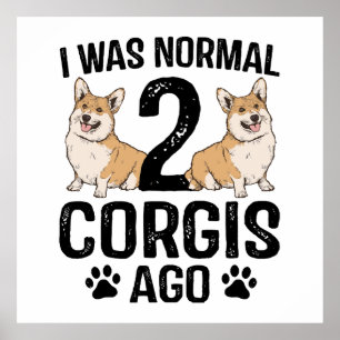 I Was Normal 2 Corgis Ago Dog Poster