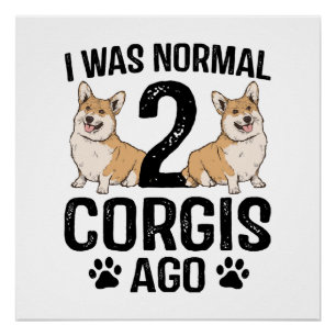 I Was Normal 2 Corgis Ago Dog Poster
