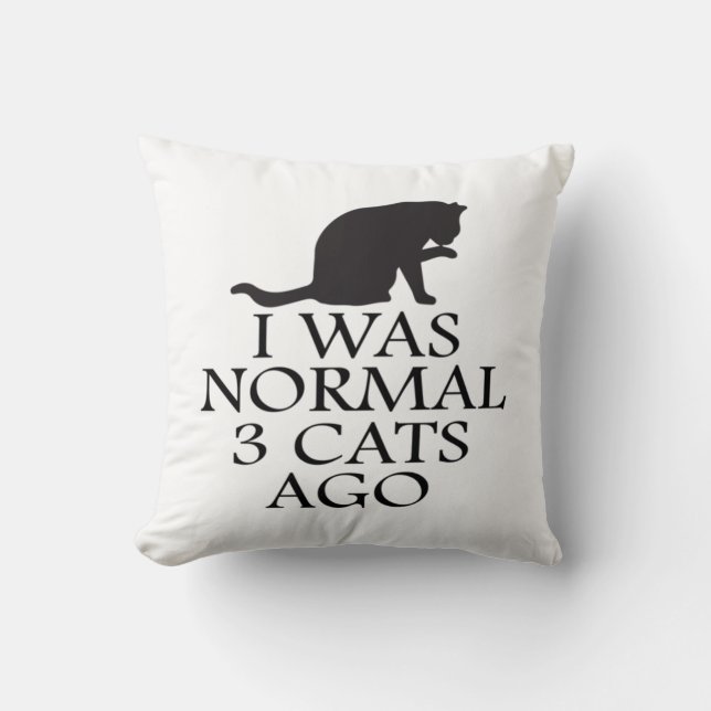 i-was-normal-3-cats-ago--funny-cat cushion (Front)