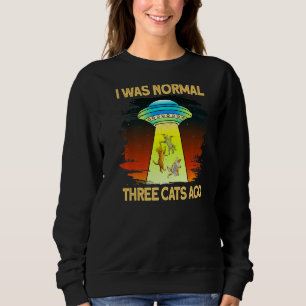 I Was Normal 3 Cats Ago Ufo Cat Abduction Sweatshirt