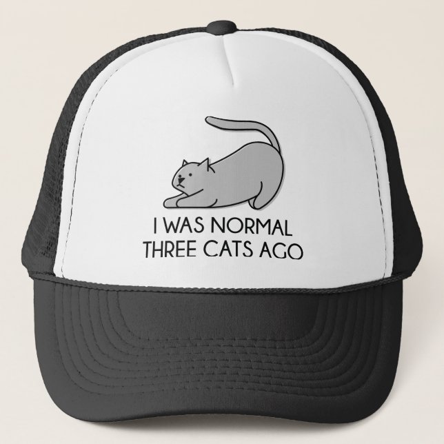 I Was Normal Three Cats Ago Trucker Hat (Front)