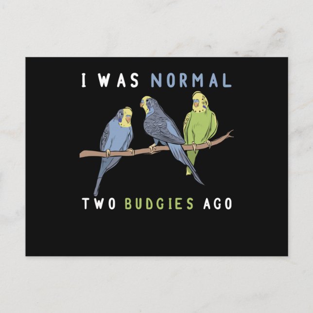I Was Normal Two Budgies Ago Budgie Bird Postcard (Front)
