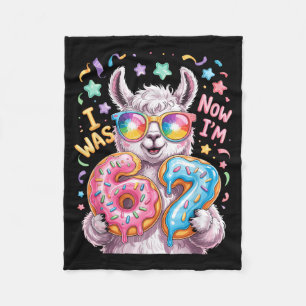 I was six i'm seven 6 7 llama 67 meme 7th birthday fleece blanket