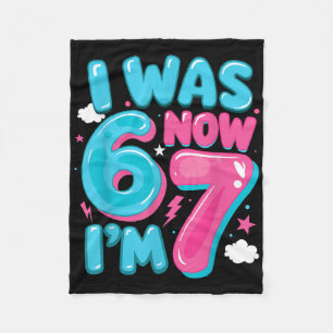 I Was Six Now I'm Seven 67 Groovy 7th Birthday Dec Fleece Blanket
