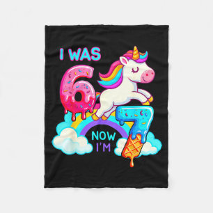 I Was Six Now Seven Ice Cream Drip Unicorn 67 Meme Fleece Blanket