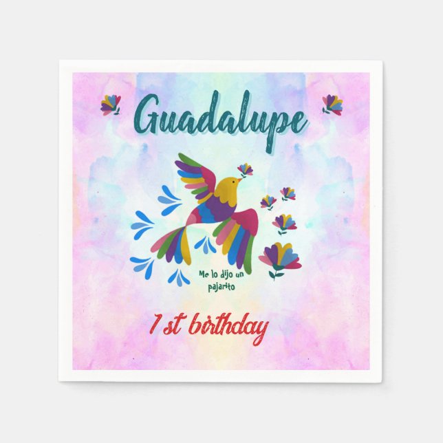 I was told by a bird - Editable Mexican Art Napkin (Front)