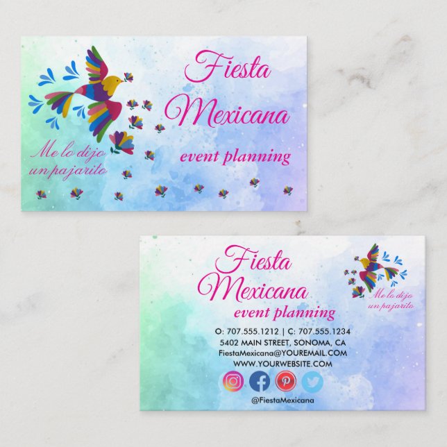 "I Was Told By a Pajarito" Mexican Standard Art Business Card (Front/Back)