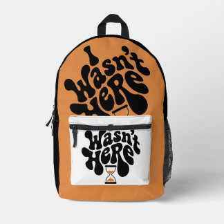 I Wasn’t Here Retro Backpack with Hourglass Symbol
