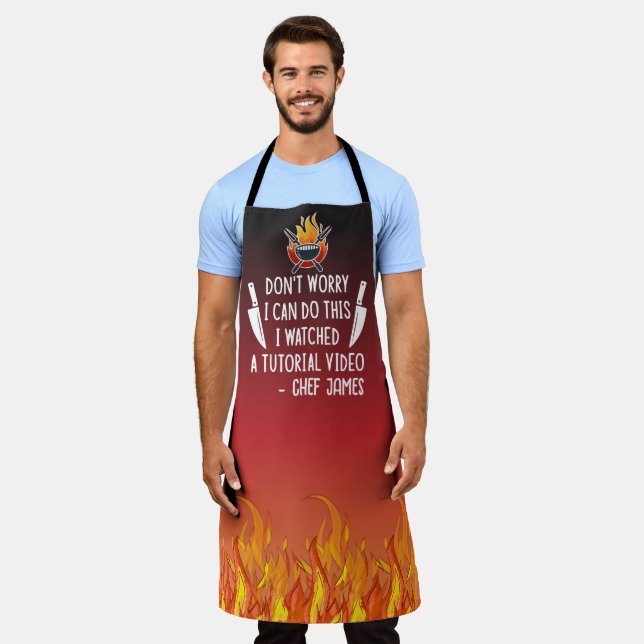 I Watched a Tutorial Video Funny & Custom Chef Apron (Worn)