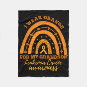 I We Wear Orange For My Grandson Leukaemia Cancer Fleece Blanket